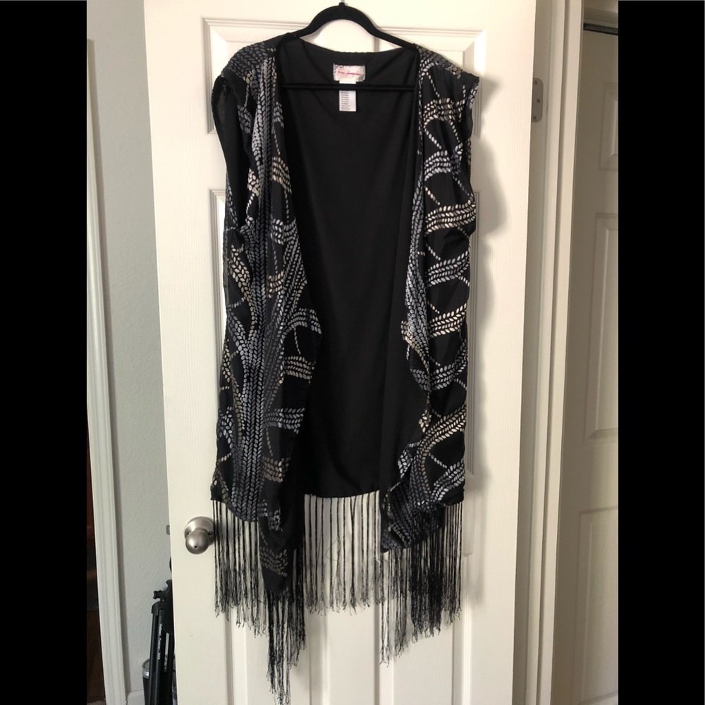 Free People Fringe Velvet Duster